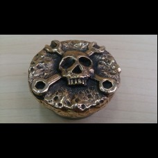 Harley gas cap, mechanic skull, handmade, brass